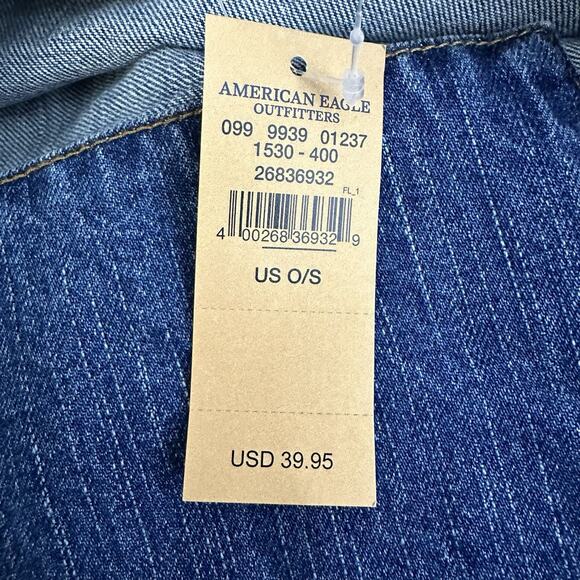 American Eagle Tote Shoulder Bag Distressed Denim New - Picture 6 of 8